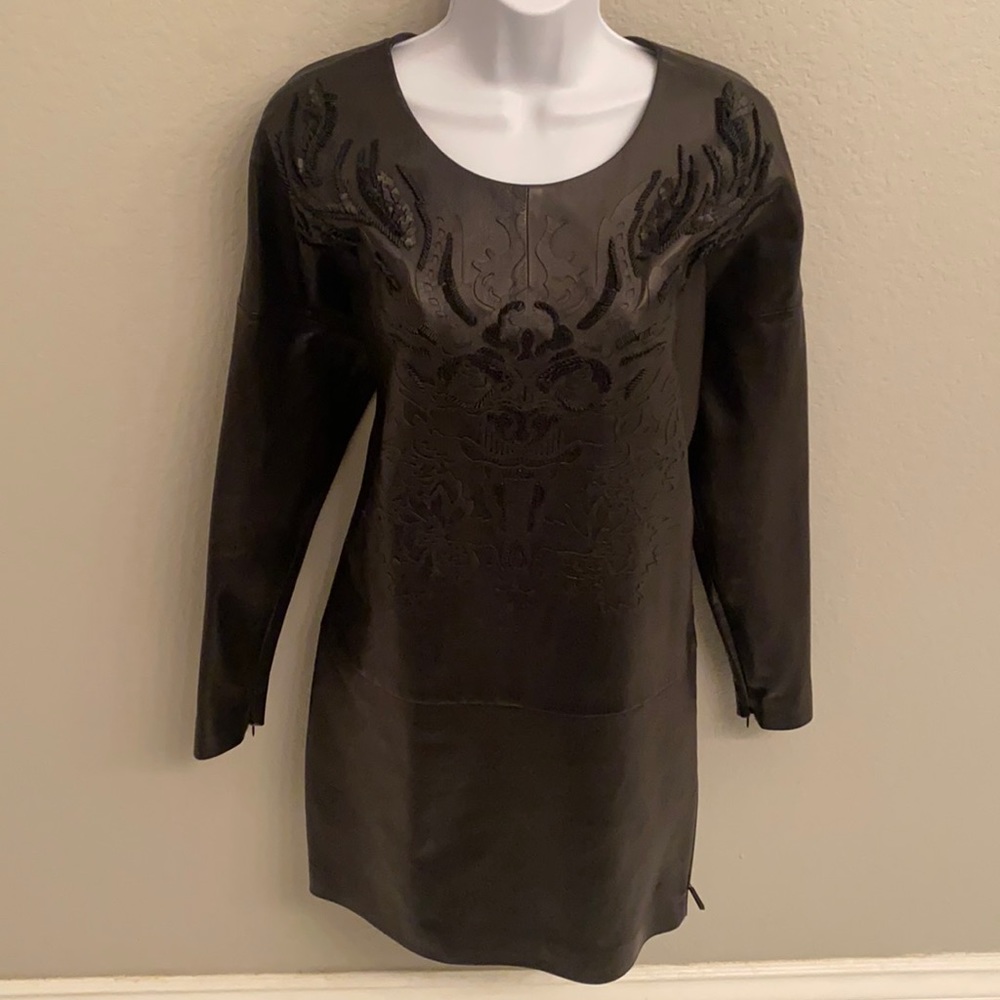 Barbara Bui Lamb Leather  Black Dress M
